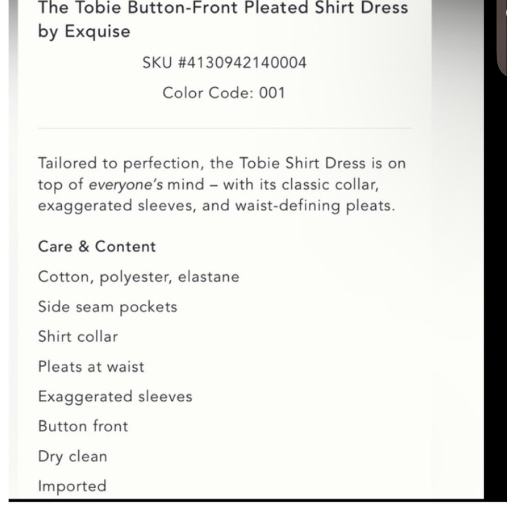 Anthropologie x Exquise The Tobie Button-Front Pleated Shirt Dress Size M NWT - Picture 4 of 13